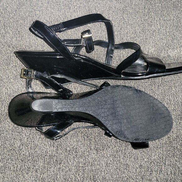 COPY - Calvin Klein Black Wedge Strappy Sandals 2.5" Heel - Picture 6 of 12